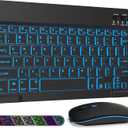 LAMA 7 Colors Backlit Bluetooth Keyboard and Mouse Combo for iPad Pro/Air/Mini, Ultra-Slim Rechargeable Wireless Keyboard and Mouse for iPhone 15/14/13 Pro/Samsung/Tablet/PC/Laptop/iOS/Windows/Android