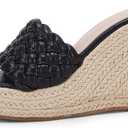 Ermonn Womens Platform Wedge Sandals Espadrilles Braided Open Toe Slip On Summer Mule High Heels (8, Black)