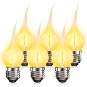 ROCEEI 6 Pack E26 Silicone Dipped Candle Light Bulbs, 0.5W LED G35 120V Country Style Warm Light Bulbs for Electric Candle Lamps, Window Candles, Chandelier & Night Lights