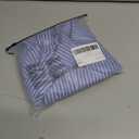 SweatyRocks Women's Striped Short Sleeve Button Down Shirts Business Work Fitted Collared Blouse (Blue, S)