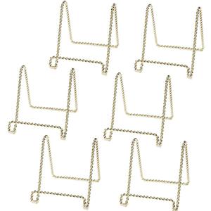 HOHIYA 6 Pcs Plate Stands for Display Holder Gold 3 Inch Twist Wire Iron for Picture Frame Decorative Plates Taiwan Made