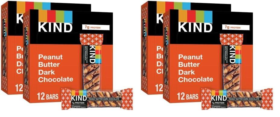 KIND Nut Bars, Peanut Butter Dark Chocolate, Healthy Snacks, Gluten Free, 8g Protein, 24 Count (Pack of 2) (1.4 oz (Pack of 48))
