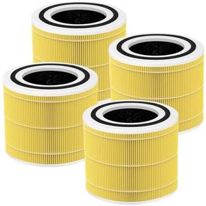 Carmerny Core 200S True HEPA Pet Replacement Filters Compatible with LEVOIT Core 200S Smart WiFi Air Cleaner Purifier, 3-Stage H13 Grade True HEPA Filter Set, Core 200S-RF, 4-Pack