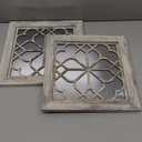 Boho Wall Mirror Decor, Set of 2 Rustic Farmhouse Accent Mirror 12x12 Inch, Square Shatterproof Vintage Style Mirrors for Wall, Small Decorative Mirrors for Living Room, Bedroom (Brown)