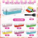Blushtier 540 Pcs Mini Loaf Pans with Lids and Spoons 6.8 oz Rectangular Aluminum Foil Baking Pans Mini Cake Tins for Bread Desserts(Pastel Color,Rectangle Style)