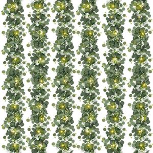 N&T NIETING 6 Pack Artificial Eucalyptus Garland with Lights, 6FT Artificial Greenery Garlands, Battery Operated Twig Vine for Room Stairs Mantle Wedding Holiday Easter Decoration Indoor Outdoor