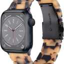CRIS-BAND Compatible with Resin Apple Watch Bands Series 7/8/9/10/11 46mm 45mm 44mm 42mm for Women,Fancy Strap for iWatch Ultra 3/2 49mm Series 6/5/4/3/2/1/SE3 Slim Light Bracelet Wristband (Milk-Tortoise)