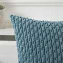 Kevin Textile Throw Pillow Covers Soft Corduroy Decorative Set of 2 Boho Striped Pillow Covers Pillowcases Farmhouse Home Decor for Couch Bed Sofa Living Room 16x16 Inch Blue Grey