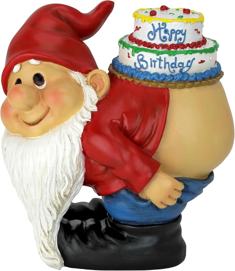 Design Toscano Loonie Moonie Happy Birthday Garden Gnome Statue