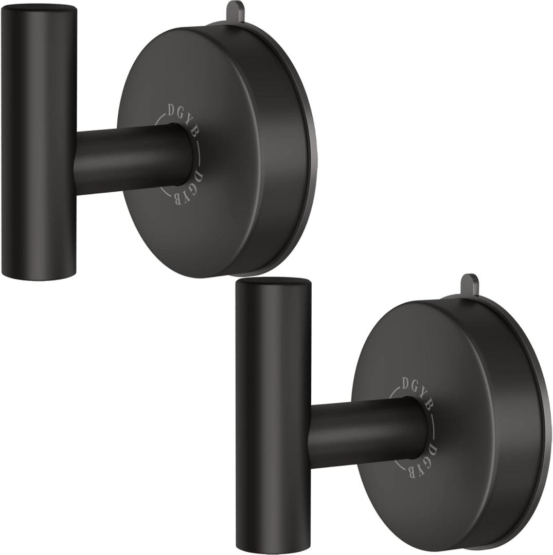DGYB Large Suction Cup Hooks for Shower Set of 2 Black Towel Hooks for Bathrooms Stainless Steel Suction Hooks for Inside Shower 15 Lb Removable Wall Hook for Hanging Heavy Duty