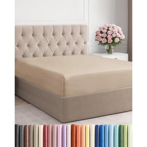 Queen Fitted Bed Sheet - Bottom Single Fitted Sheet Only - Ultra-Soft Hotel Luxury Bedding w/ 8-16 Inch Deep Pockets - Breathable, Cooling & Wrinkle Free - Easy-Care, Fade & Shrink Resistant - Cream