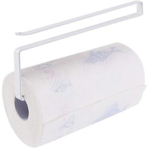 Usmascot Paper Towel Holder Dispenser Under Cabinet Paper Roll Holders (NO Drilling) for Kitchen Bathroom, Hanging Paper Towel Rack Hanger Over the Door, Humanized Design (White)