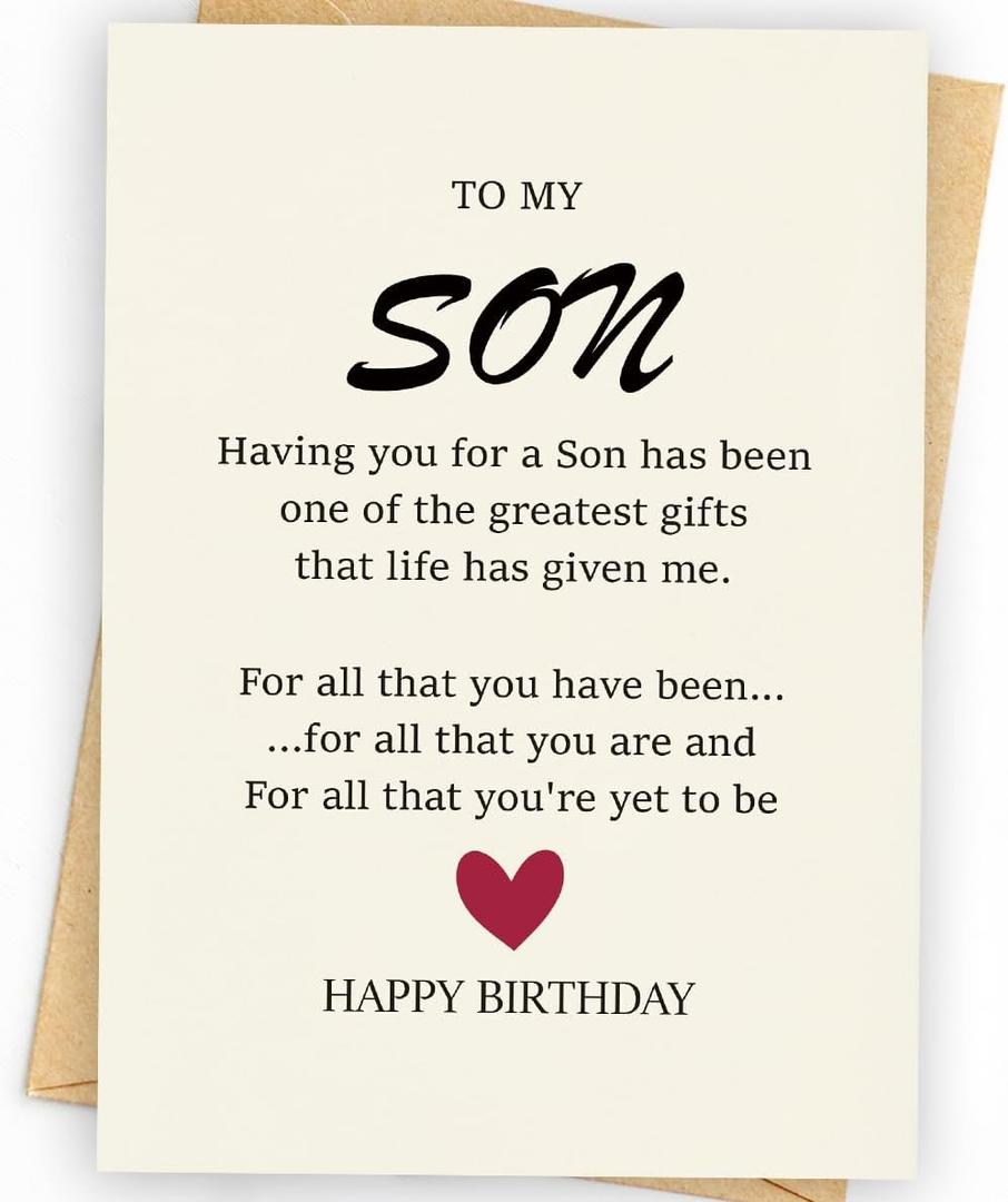 4 x To My Son, Birthday Card for Son, Son Birthday Card, Birthday Card Son, Birthday Card Son, Happy Birthday Son Card, To My Son from Mom, Gifts for Adult Son Gift Ideas, Birthday Card Son Adult