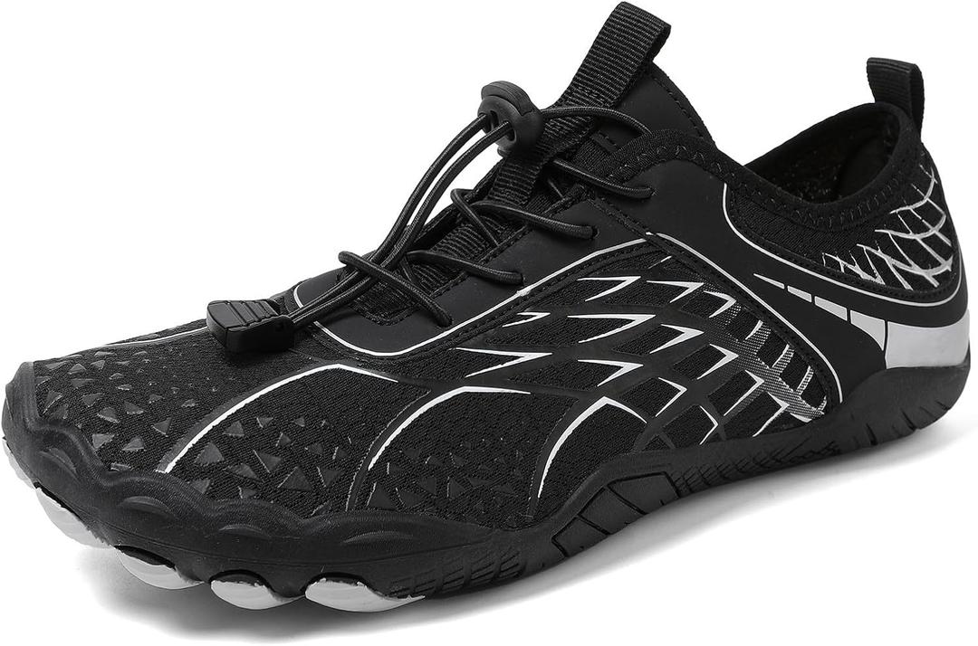 ANYUETE Water Shoes Women Men Adult Quick-Dry Aqua Socks Barefoot Essentials for Beach Swim Hiking River Pool Lake Kayaking Surfing Black Size Women 9.5 Men 8