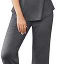 Ekouaer Womens Pajama Sets Ruffle Short Sleeve Sleepwear Top and Capri Pants Pjs Set Comfy 2 Piece Lounge  Size L