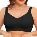 Women Wirefree Bras for Women Full Coverage No Underwire Everyday Bras Comfortable Wireless Padded Bras (X-Large, Black)