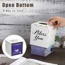 Sumnacon Tissue Box Cover Square, Bless You Tissue Holders, Decorative Tissue Box Holder Open Bottom, Cube Metal Tissue Cover for Bathroom, Bedroom, Living Room, Office, Tabletop, Gift Option, White