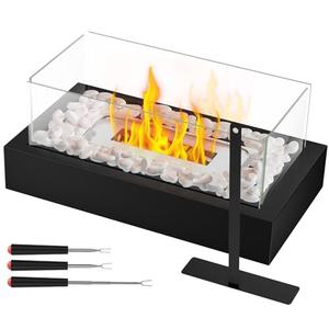Tabletop Fire Pit, Portable Smores Maker Kit Indoor/Outdoor Mini Small Fireplace Table Top Decor Home Patio Gifts for Women Mom Housewarming Christmas Birthday White Elephant Gift
