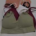 5 Pcs Camisole Bralette for Women Double Straps Cami Bralette Everyday Padded Bras Sports Elastic Spaghetti Underwear. Size L Green, Peach, Purple, White, Black