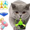 Svemei Cat Fetch Toy, Interactive Flying Cat Toy with 1 Light Up Spinning Tops, 1 LED Propellers and 4 Flying Propellers, Dog Kitten Tracks Toy for Training Hunting Chasing(Pink)