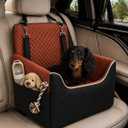 ALL GOOD PET SUPPLIES Dog Car Seat for Small/Medium Dogs Under 35lbs, Soft Booster Car Seat with Detachable Washable Cover and Cushion, Puppy Dog Car Bed, Black/Brown