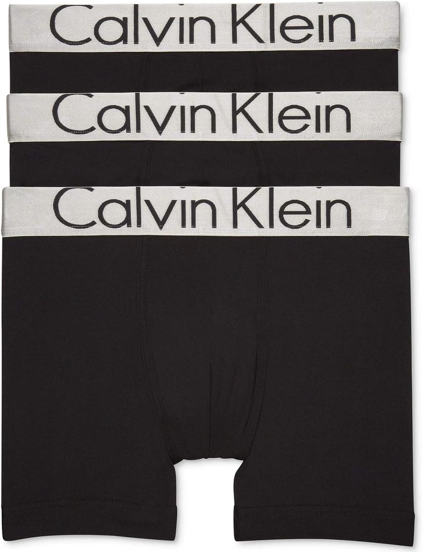 Calvin Klein Men's Steel Micro 3-Pack Boxer Briefs (Medium, Black/Black/Black)