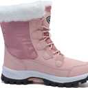 ziitop Womens Snow Boots Warm Fur Lined Winter Boots Anti Slip Ankle Boots Mid Calf Snowboots Waterproof and Cold-Resistant Outdoor Walking Shoes for Women Ladies Girls (6.5, Pink)