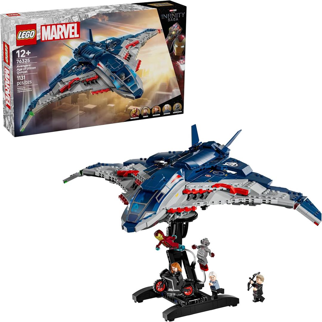 LEGO Marvel Avengers: Age of Ultron Quinjet - Kids Toy for Boys and Girls, Ages 12+ - Avengers Toy with 5 Marvel Action Figures - Collectible Decor & Playset - Gift Idea for Birthdays - 76325