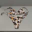 Bathing Suits for Women Deep V Neck Sexy Two Piece Bikini Sets for Women Thong Halter Cheeky Swimsuit (Large, Flower 3)