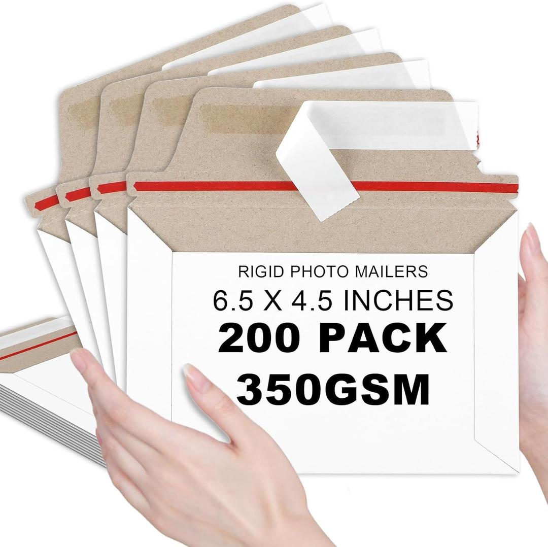 party greeting 200 Pcs 6.5 x 4.5 Rigid Mailers with Self Seal Envelopes Stay Flat Photo Mailers Sports Cards Rigid Envelopes for Postcard CD Comic Book Card Shipping Protector (white)