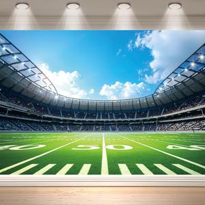 10x6.5ft Sports Party Decorations Football Field Backdrop Photography Props Auditorium Light Themed Sport Night Spotlight Decor Background Banner Photo Studio Props