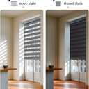 AOSKY Cordless Zebra Blinds for Windows Pull Down Roller Window Shades Dual Layer Light Filtering Privacy for Day and Night, Free-Stop Door Shades for Home Easy to Install (31.5" W X 72" HGrey)
