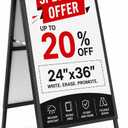 Outdoor A-Frame Sidewalk Sign 24x36 Inch Heavy Duty Slide-in Double-Sided Folding Sandwich Board with Handle Black Coated Steel Metal Frames Sign Holder for Restaurant Cafe-3 Corrugated Plastic Poster