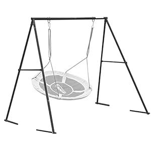 440lbs Swing Stand A Frame Heavy Duty, 71” Height Full Metal Swing Frame, Anti-Rust and All Weather Resistance, Suit Saucer Swing, Swing Chair for Kids in Backyard, Outdoor (Black Frame Without Swing)