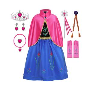 Princess Costume for Girls Fancy Dress up Snow Queen Princess Dress with Cape for Halloween Snow Party Cosplay, Size: 5T