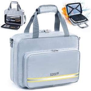 5200 Fireproof Document Organizer - Large Fireproof Bag with 20 Pockets - Locking Folder Safe for Home & Office Documents (Grey)