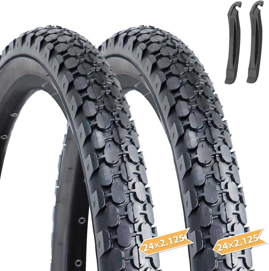 Hycline 2 Pack Bike Tire,24/26x2.125 Inch Folding Replacement Tire for Beach Cruiser Bicycle