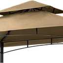 Grill Gazebo Replacement Canopy Roof  Hugline 5x8 Outdoor Grill Shelter Canopy Top Double Tiered BBQ Tent Cover Fit for Model L-GG001PST-F (Khaki)