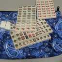 Travel Mini American Mahjong Set, Mahjong Game Set with 166 White Tiles (0.8"), Complete Set with 4 Racks, and Thickened Blue Printed Mah-Jongg Tiles Bag, Portable Travel Mahjongg Set