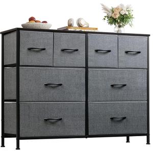 WLIVE Dresser for Bedroom with 8 Drawers, Wide Fabric Dresser for Storage and Organization, Chest of Drawers, Dressers for Living Room, Closet, Hallway, Dark Grey, 11.8"D x 39.4"W x 30.4"H