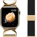 Minyee Magnetic Braided Band Compatible with Apple Watch Bands 42/41/40/38/44/45/46/49mm Women, Dressy Designer C-Shape Metal Elastic Stretchy Strap for iWatch Series 11 10 9 8 7 6 5 4 SE/Ultra 3 2 1
