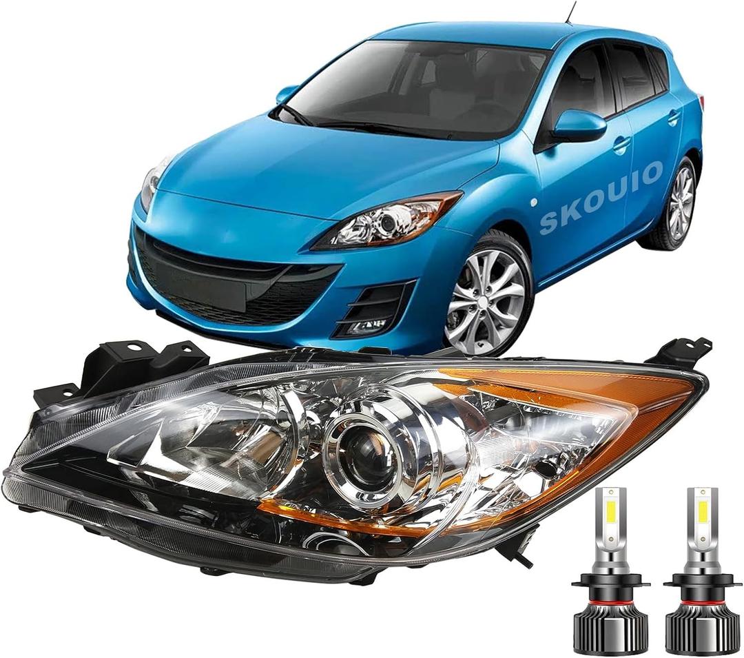 Headlights Replacement for Mazda 3 2010-2013, Headlight Clear Lens Left Driver Side Front Head Light Headlamp for Mazda 3 2010 2011 2012 2013