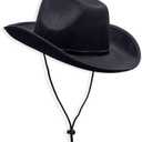 COLLECT PRESENT Plain Felt Cowboy & Cowgirl Hat for Men, Women, and Teens | Western Studded Cowboy Hat in Adult Sizes (Black)