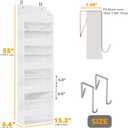 SpaceAid 2 Pack Over The Door Organizer with 5 Large Pockets and 10 Mesh Side Pockets, 5 Layers Door Organizer Hanging with Clear Window for Bedroom, Bathroom, Pantry and Nursery, White
