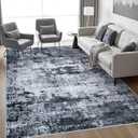 6x9 Area Rug Living Room Rug: Washable Modern Abstract Soft Thin Rug Indoor Floor No Slip Stain Resistant Carpet for Bedroom Dining Room Farmhouse Nursery Home Office - Black