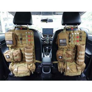 Molle Tactical Seat Back Organizer Panel with Pouches, Universal Fit For Vehicle Car, Khaki (TAN)