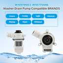 W10919003, W10775446 Washer Drain Pump Compatible With Whirlpool Kenmore Maytag Clothes Washer, Washing Machine Water Drain Pump and Motor Replacement Parts for: AP6038235, 4461359, PS11770076