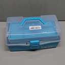 Sunxenze 12'' Three-Layer Clear Plastic Craft Storage Box, Tool Box/Sewing Box Organizer, Art Storage Box with Handle (Light Blue) (1PCS 12 Inch)