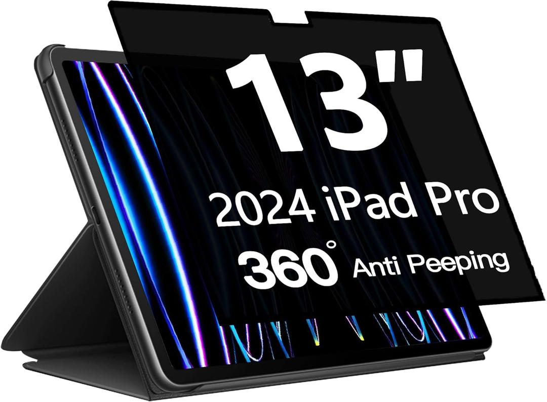 360 Privacy Screen Protector for iPad Pro 13 inch M5/M4 8th/7th Generation, iPad Pro 13 Inch 2025/2024 Privacy Filter Screen Protector Anti Blue Light Anti-Spy