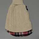 KYEESE Dog Sweater Warm Turtleneck Small Dogs Sweater with Gingham Patchwork Thick Pet Coat for Fall Winter Cold Weather Soft Pullover Dog Sweaters for Small Dogs Girl Stretchy Knitwear Cat Clothes (3# Beige)